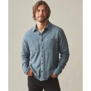 American Giant Button Up Shirt Mens Large Blue Gray Long Sleeve Premium Slub NEW